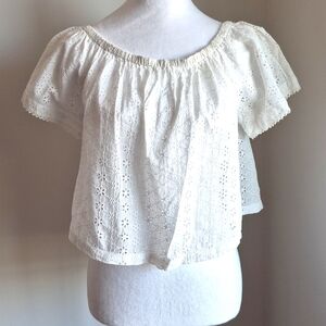 Label by Ritu Kumar White Eyelet Cropped Blouse Size 2